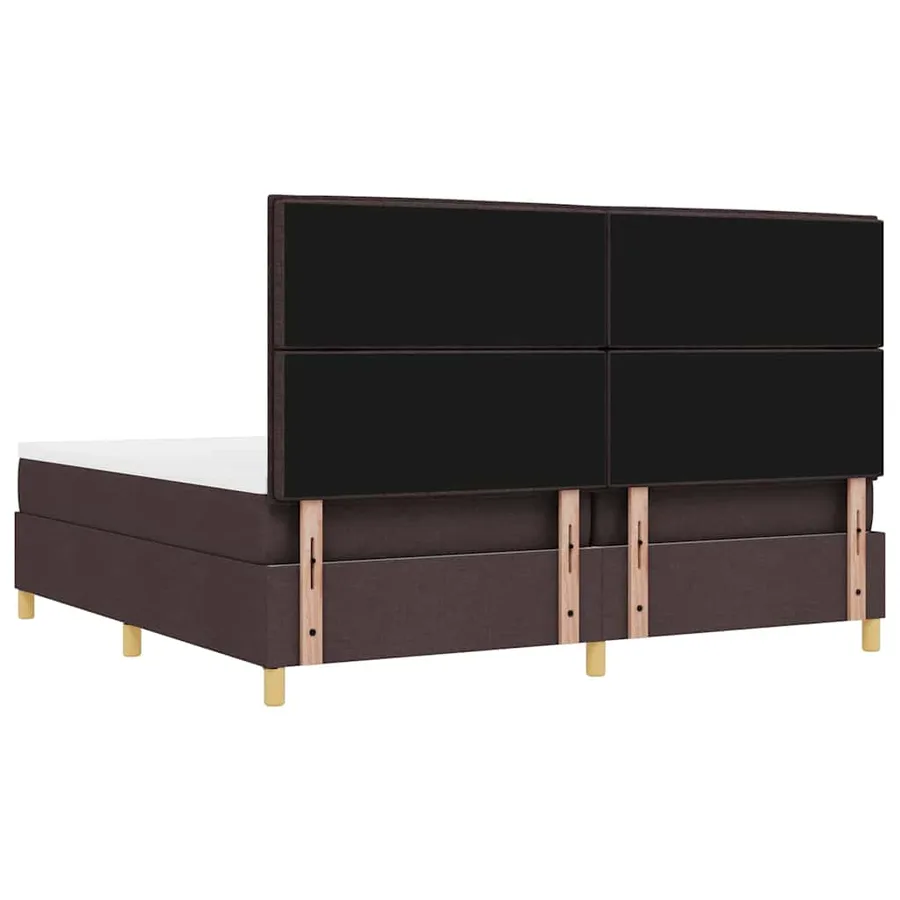Lit à ressorts avec matelas Marron foncé 200 x 200 cm tissu - 9