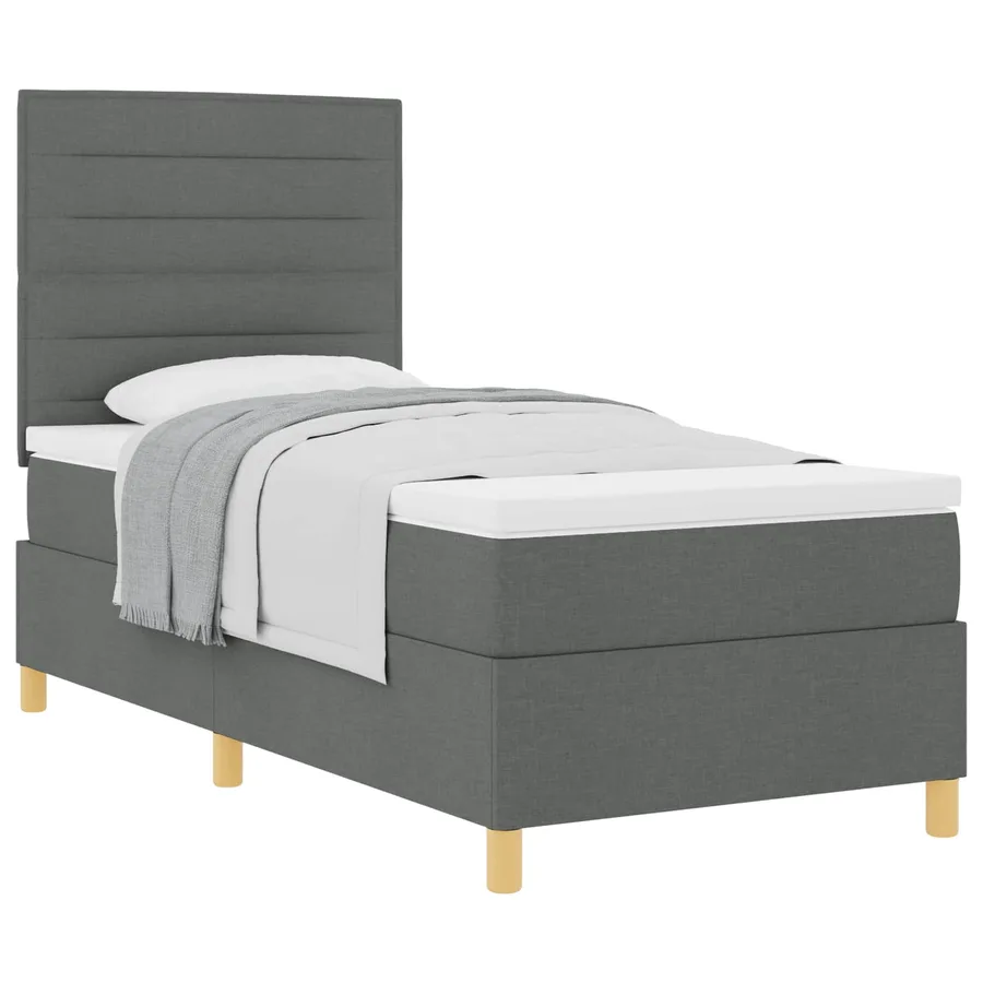 Lit à ressorts avec matelas Gris foncé 90 x 200 cm tissu - 2
