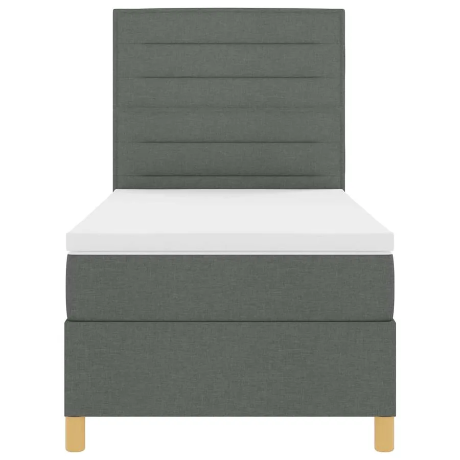Lit à ressorts avec matelas Gris foncé 90 x 200 cm tissu - 7