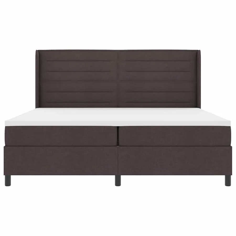 Lit à ressorts avec matelas Marron foncé 200 x 200 cm tissu - 7