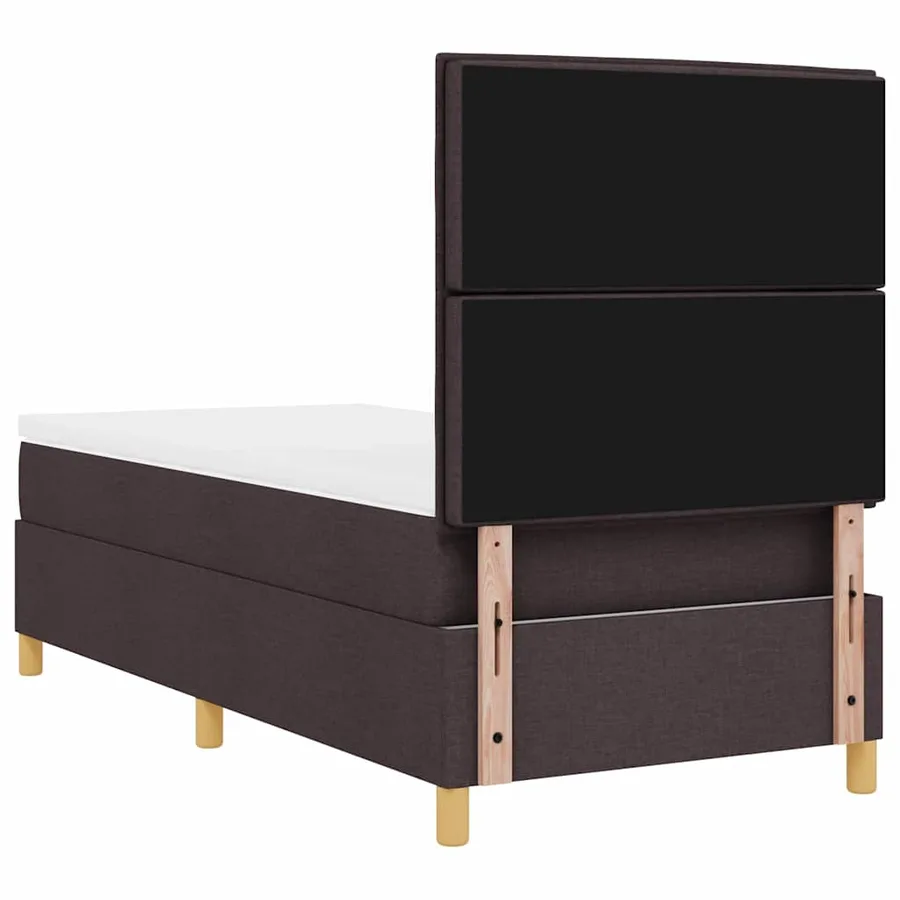 Lit à ressort LED avec matelas Marron foncé 100 x 200 cm tissu - 10