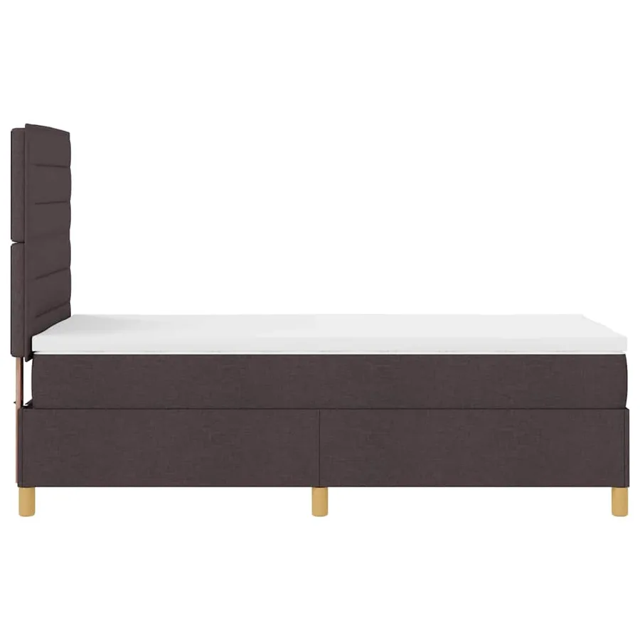 Lit à ressort LED avec matelas Marron foncé 100 x 200 cm tissu - 9