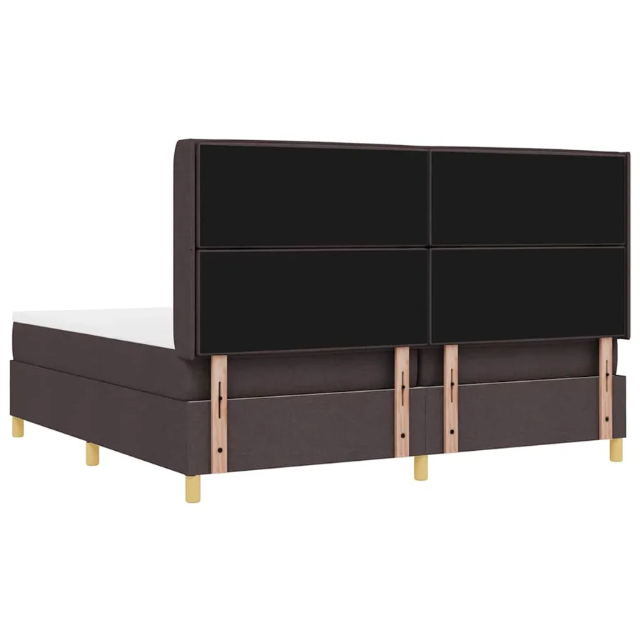 Lit à ressorts avec matelas avec LED Marron 200 x 200 cm tissu - 8
