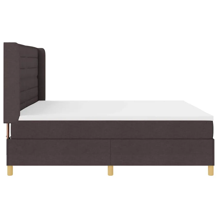 Lit à ressorts avec matelas avec LED Marron 200 x 200 cm tissu - 9