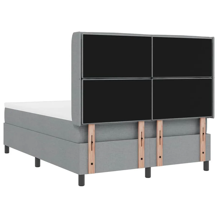 Lit à ressort LED avec matelas Gris clair 160 x 200 cm tissu - 10