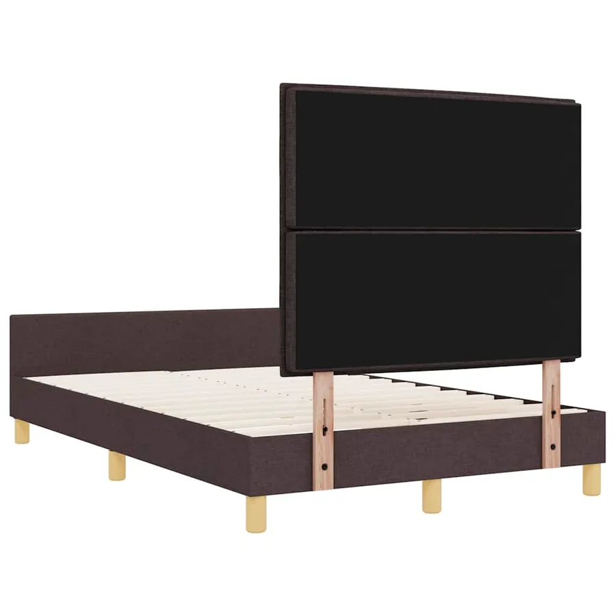 Cadre de lit avec tête de lit Marron foncé 120 x 200 cm tissu - 9