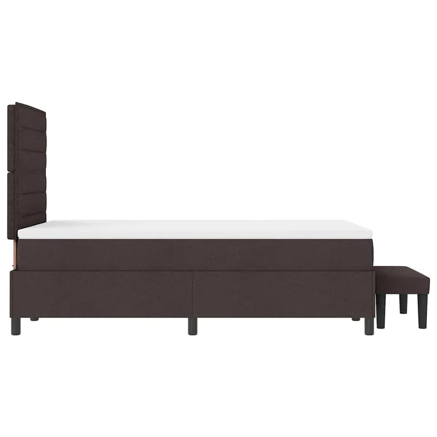 Lit à ressorts avec tête de lit Marron foncé 120 x 200 cm tissu - 9