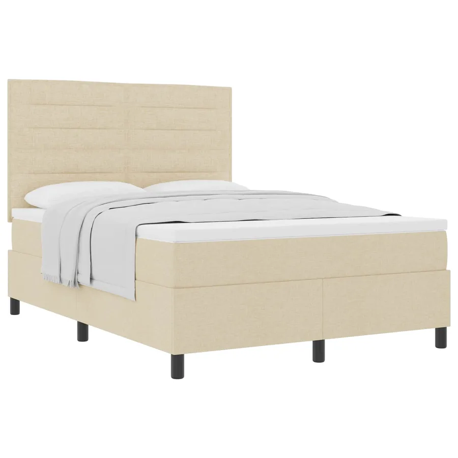 Lit à ressorts avec matelas Crème 140 x 190 cm tissu - 2