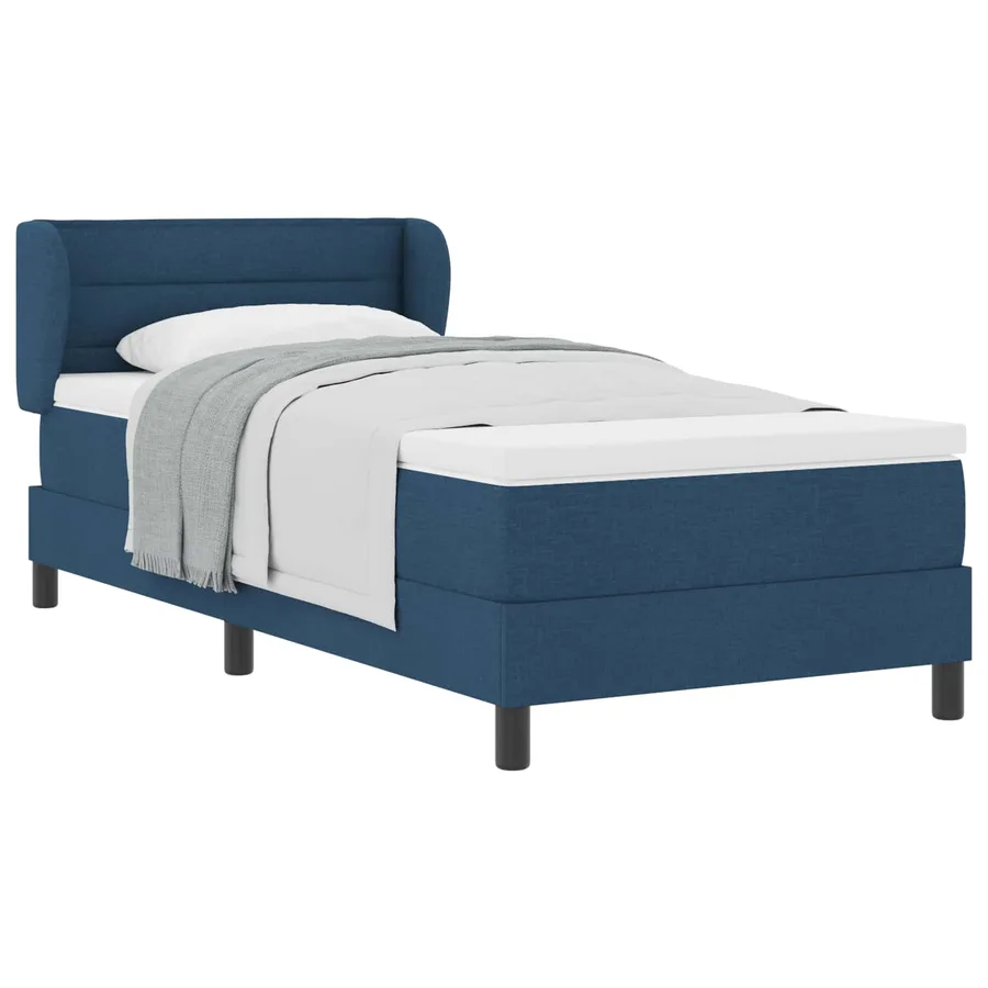 Lit à ressorts avec matelas Bleu 90 x 200 cm tissu - 2