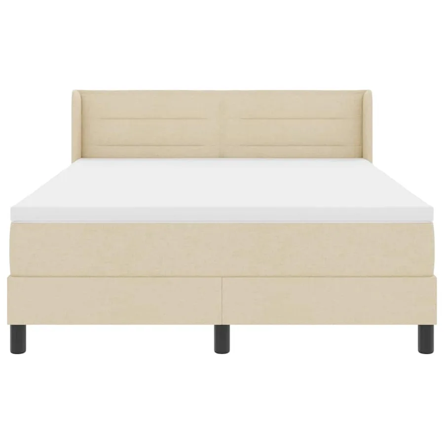 Lit à ressorts avec tête de lit Crème 200 x 140 cm tissu - 7