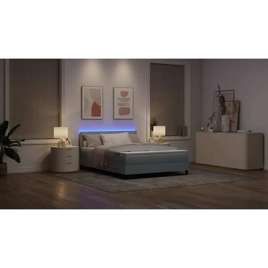 Lit à ressorts avec matelas Gris clair 160 x 200 cm tissu - 5