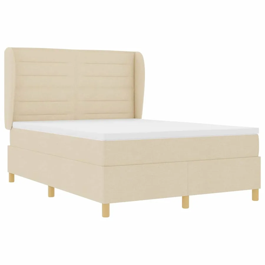 Lit à ressorts avec matelas Crème 200 x 140 cm tissu - 5