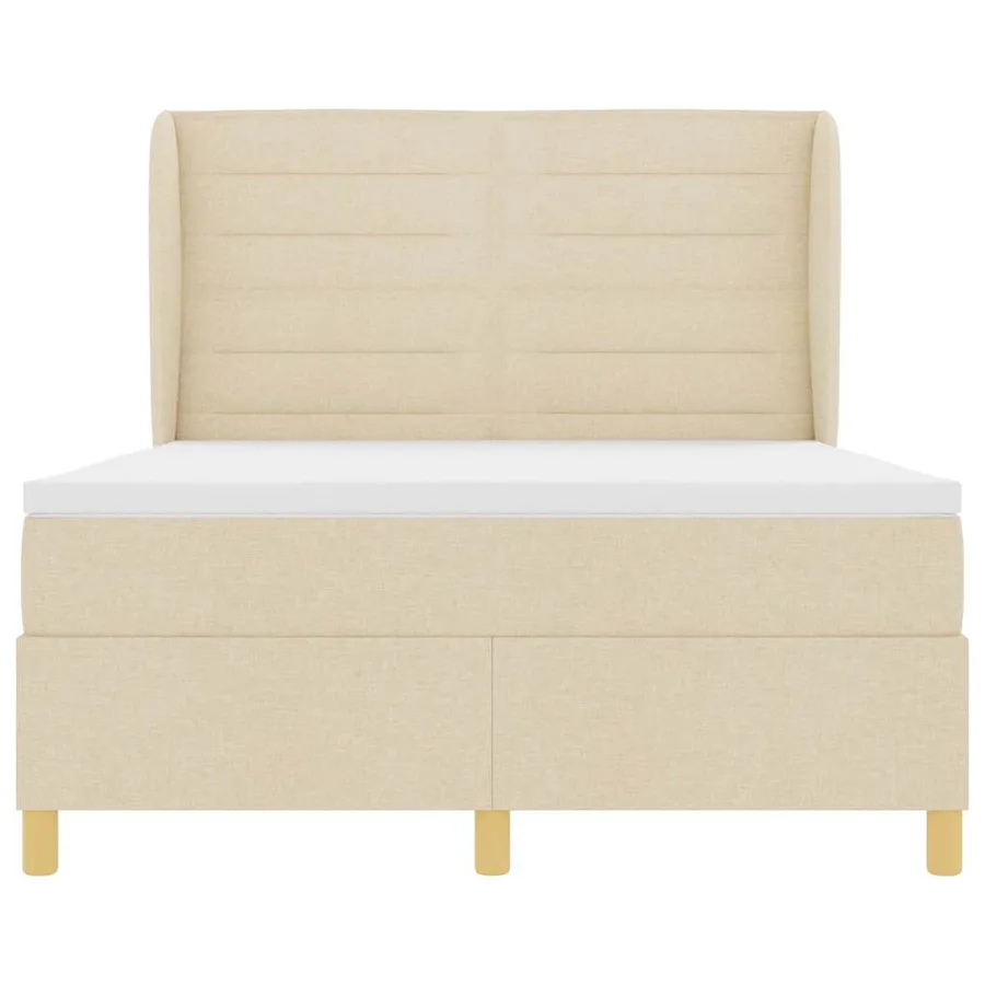 Lit à ressorts avec matelas Crème 200 x 140 cm tissu - 7