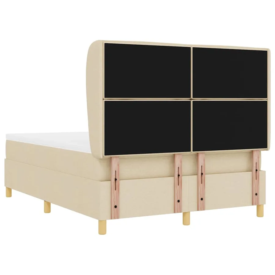 Lit à ressorts avec matelas Crème 200 x 140 cm tissu - 9
