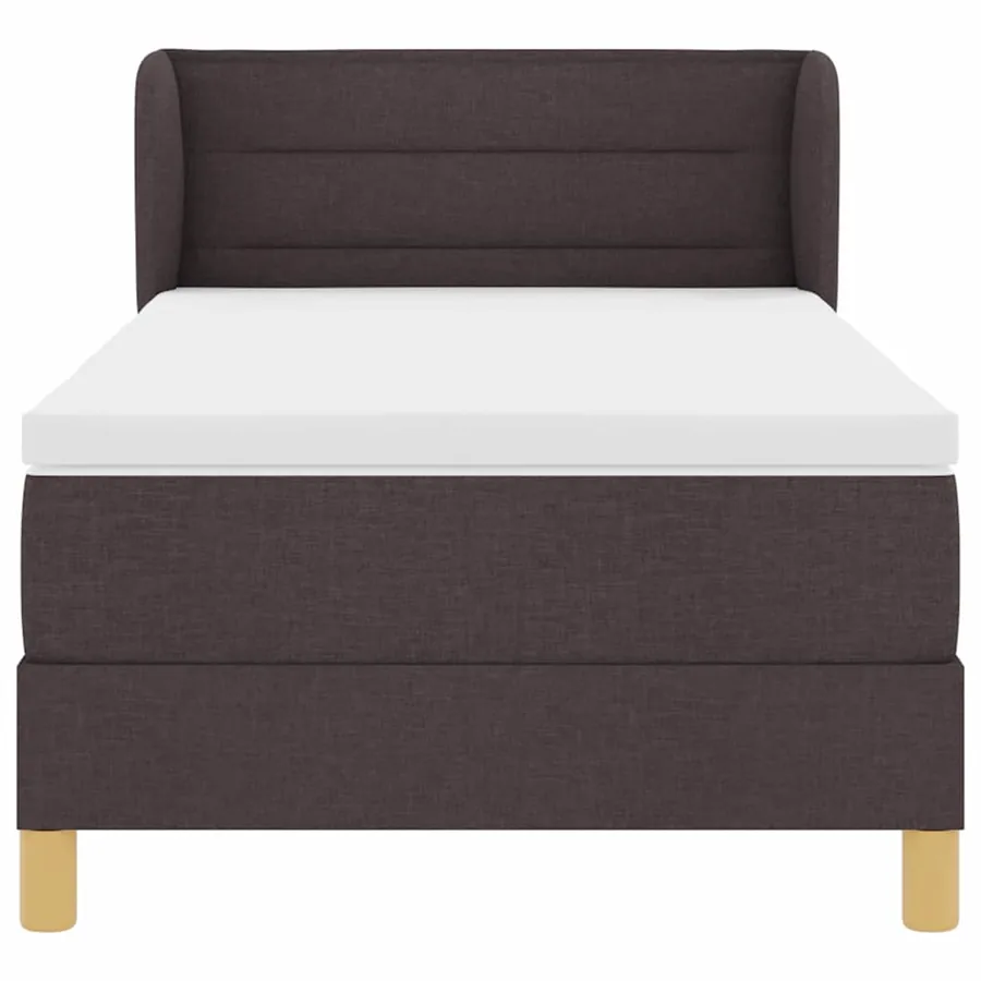Lit à ressorts avec matelas Marron foncé 90 x 200 cm tissu - 7
