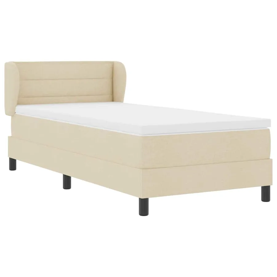 Lit à ressorts avec matelas Crème 100 x 200 cm tissu - 6