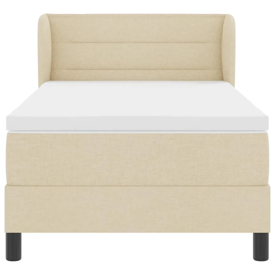 Lit à ressorts avec matelas Crème 100 x 200 cm tissu - 7