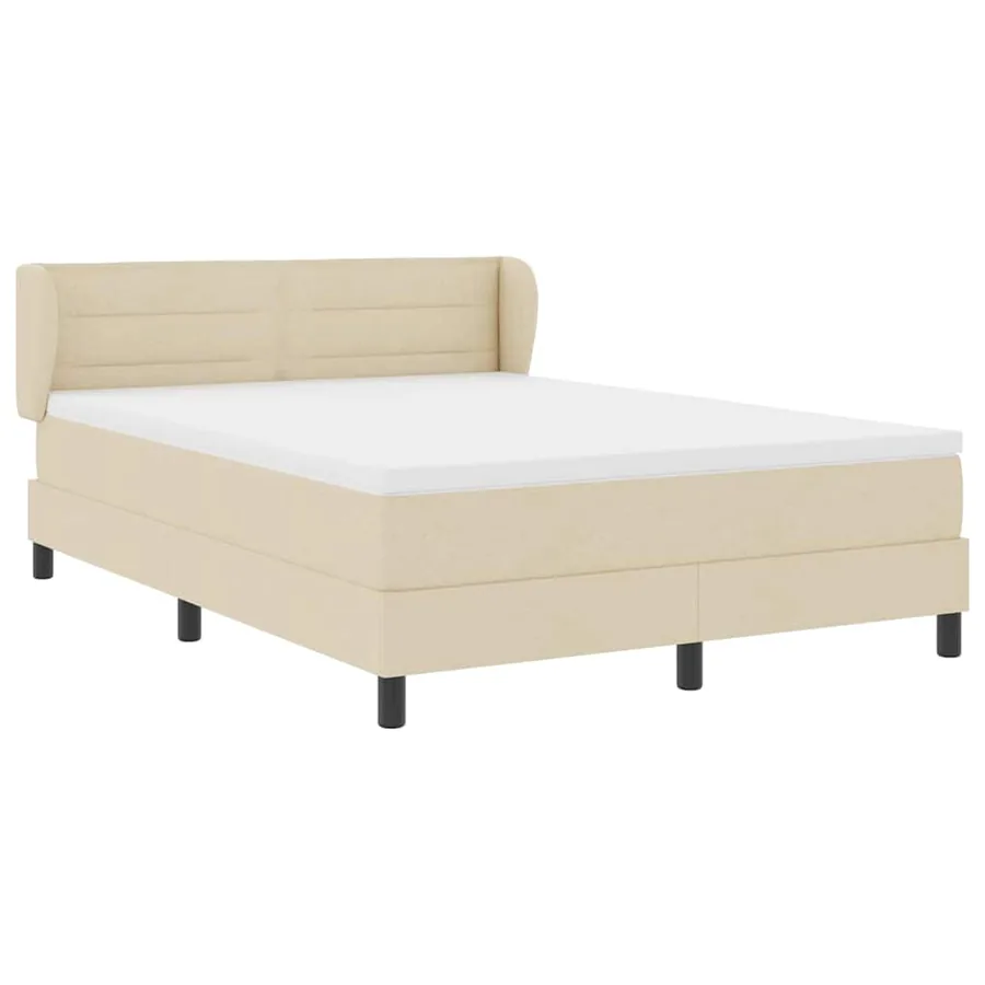Lit à ressorts avec matelas Crème 140 x 190 cm tissu - 6
