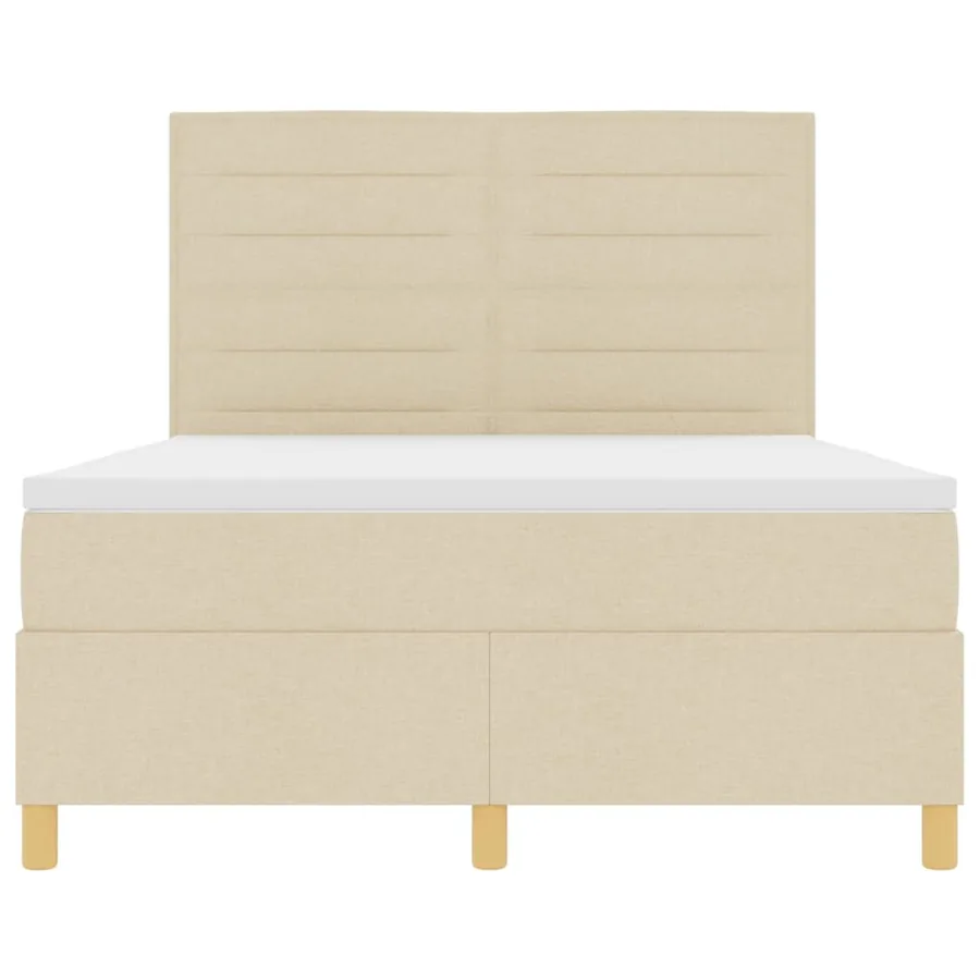Lit à ressorts avec matelas Crème 140 x 190 cm tissu - 7