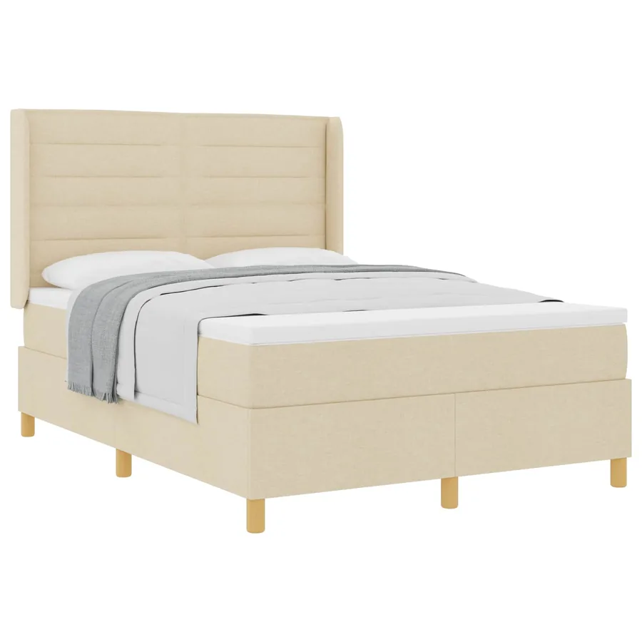 Lit à ressorts avec matelas Crème 140 x 200 cm tissu - 2