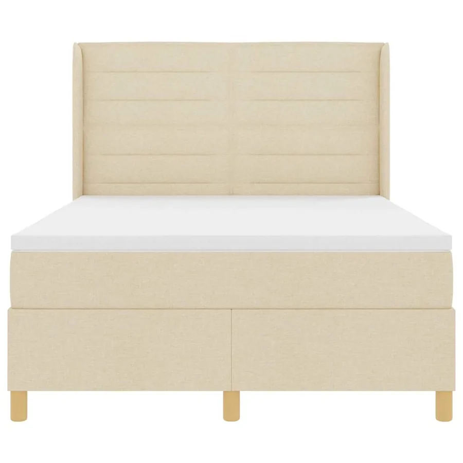 Lit à ressorts avec matelas Crème 140 x 200 cm tissu - 7