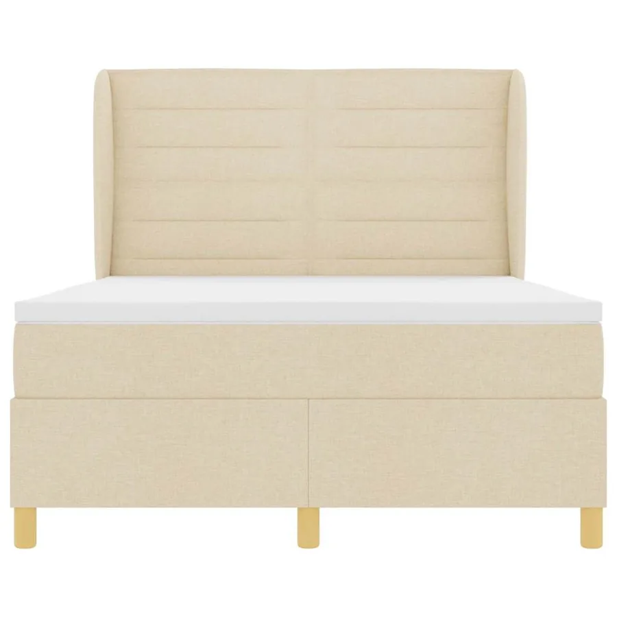 Lit à ressorts avec matelas Crème 190 x 140 cm tissu - 7