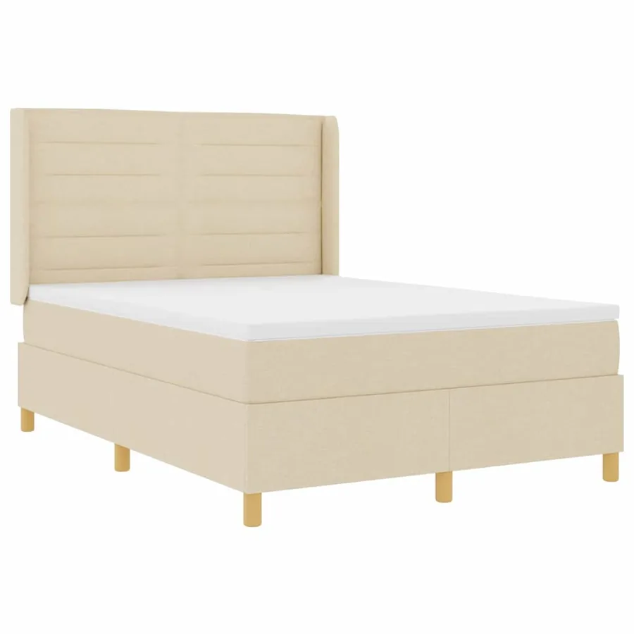Lit à ressorts avec matelas Crème 140 x 190 cm tissu - 4