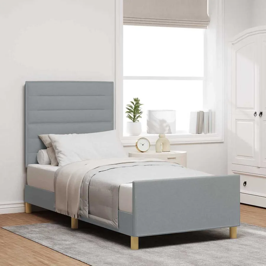 Cadre de lit avec tête de lit Gris clair 80 x 200 cm tissu