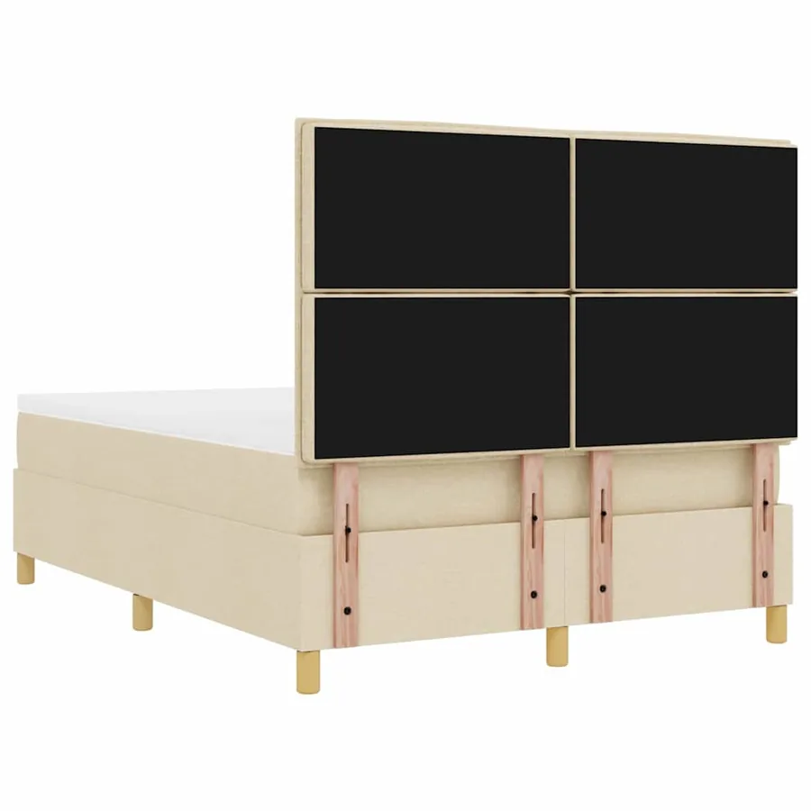 Lit à ressorts avec tête de lit Crème 200 x 140 cm tissu - 10