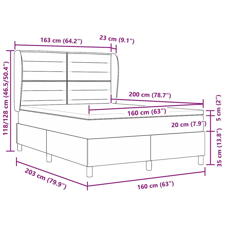 Lit à ressorts avec matelas Gris clair 200 x 160 cm tissu - 12
