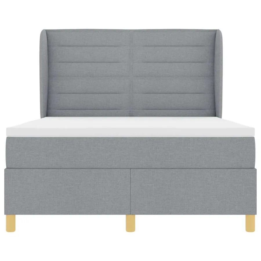 Lit à ressorts avec matelas Gris clair 200 x 160 cm tissu - 7
