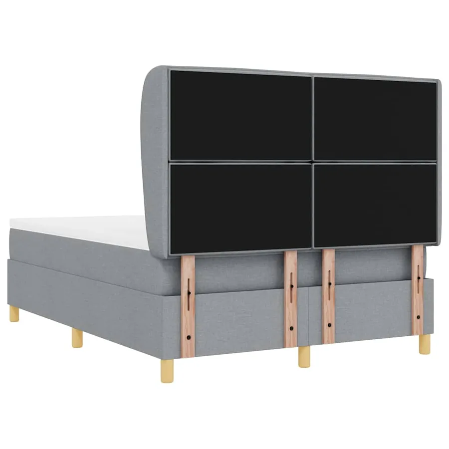 Lit à ressorts avec matelas Gris clair 200 x 160 cm tissu - 9