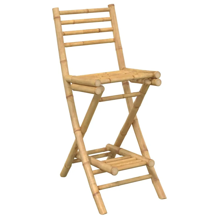 Tabourets de bar d'extérieur avec repose-pieds 2 pcs pliables en bambou - 4