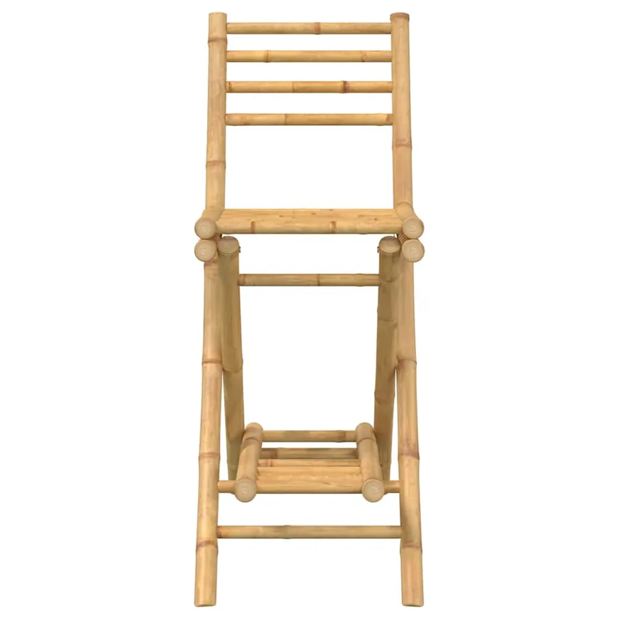 Tabourets de bar d'extérieur avec repose-pieds 2 pcs pliables en bambou - 5
