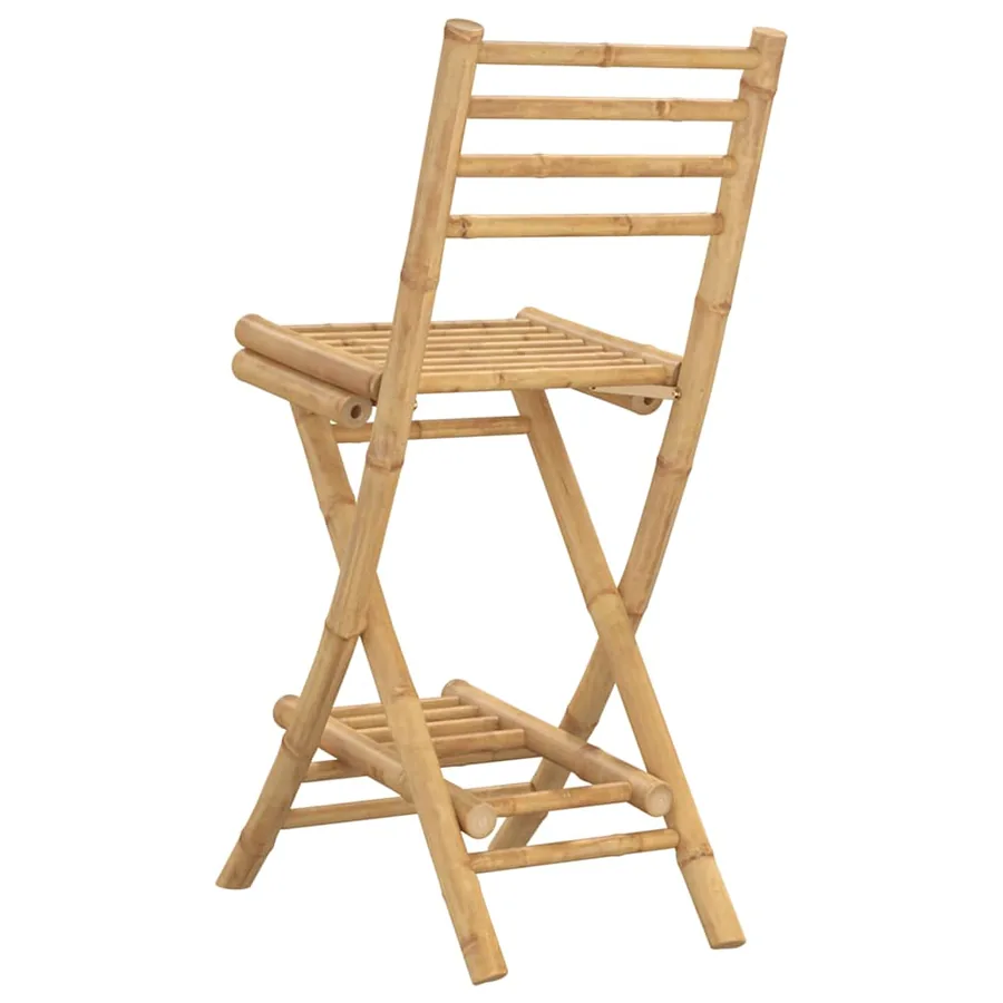 Tabourets de bar d'extérieur avec repose-pieds 2 pcs pliables en bambou - 7