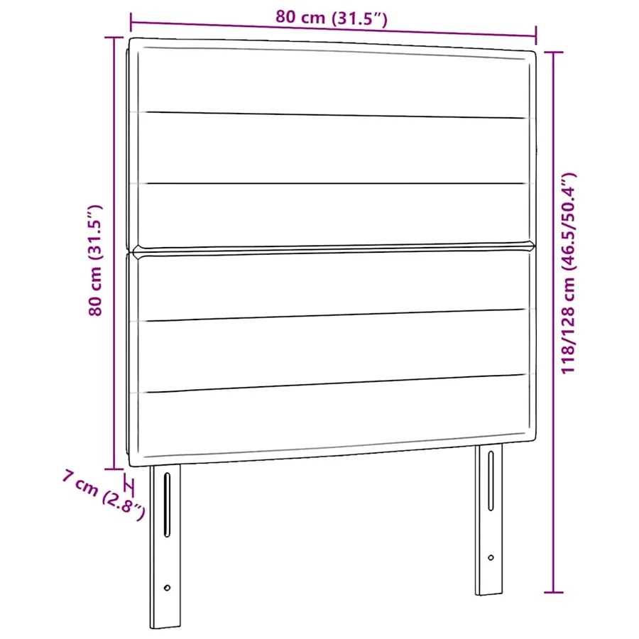 Tête de lit LED avec bandes LED Gris clair 80 cm tissu - 10