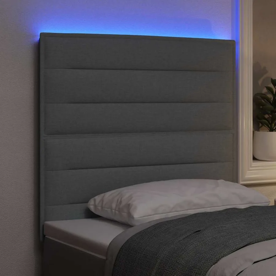 Tête de lit LED avec bandes LED Gris clair 80 cm tissu - 4
