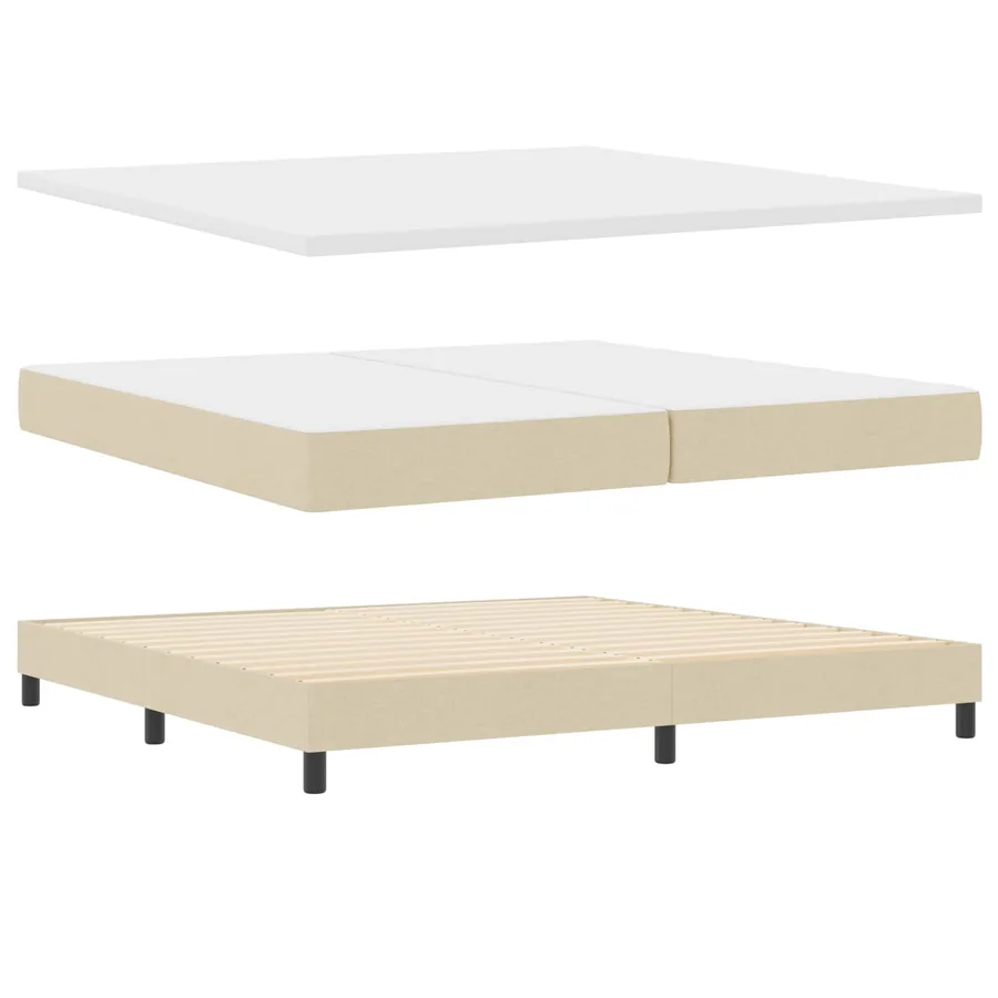 Lit à ressorts avec matelas avec LED Crème 200 x 200 cm tissu - 6