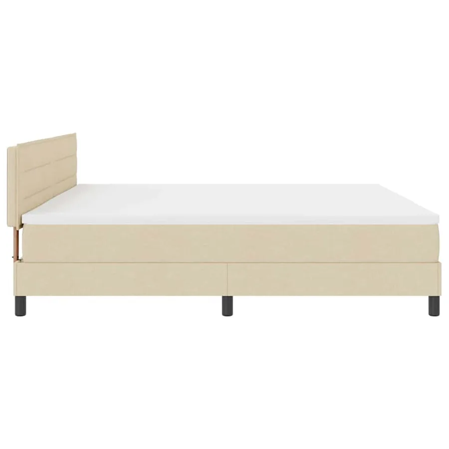 Lit à ressorts avec matelas avec LED Crème 200 x 200 cm tissu - 9