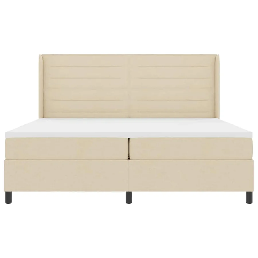 Lit à ressorts avec matelas Crème 200 x 200 cm tissu - 7
