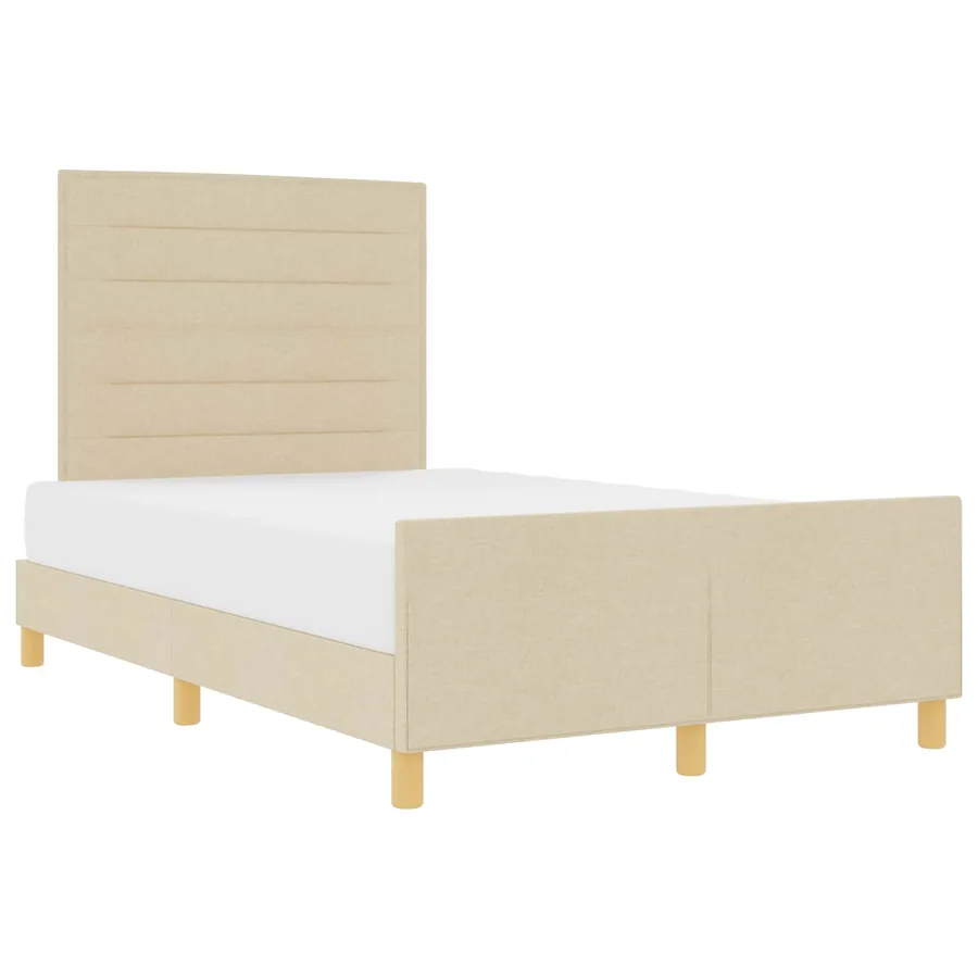 Cadre de lit avec tête de lit Crème 120 x 200 cm tissu - 2