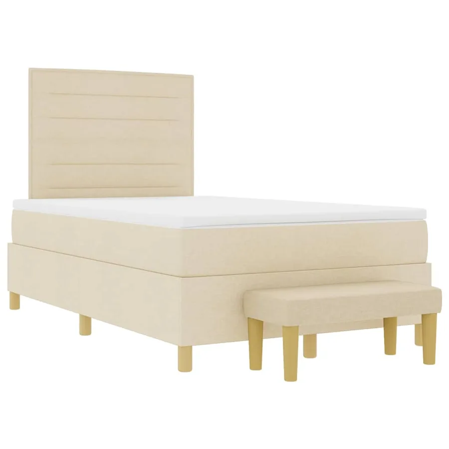 Lit à ressorts avec coussin Crème 190 x 120 cm tissu - 7