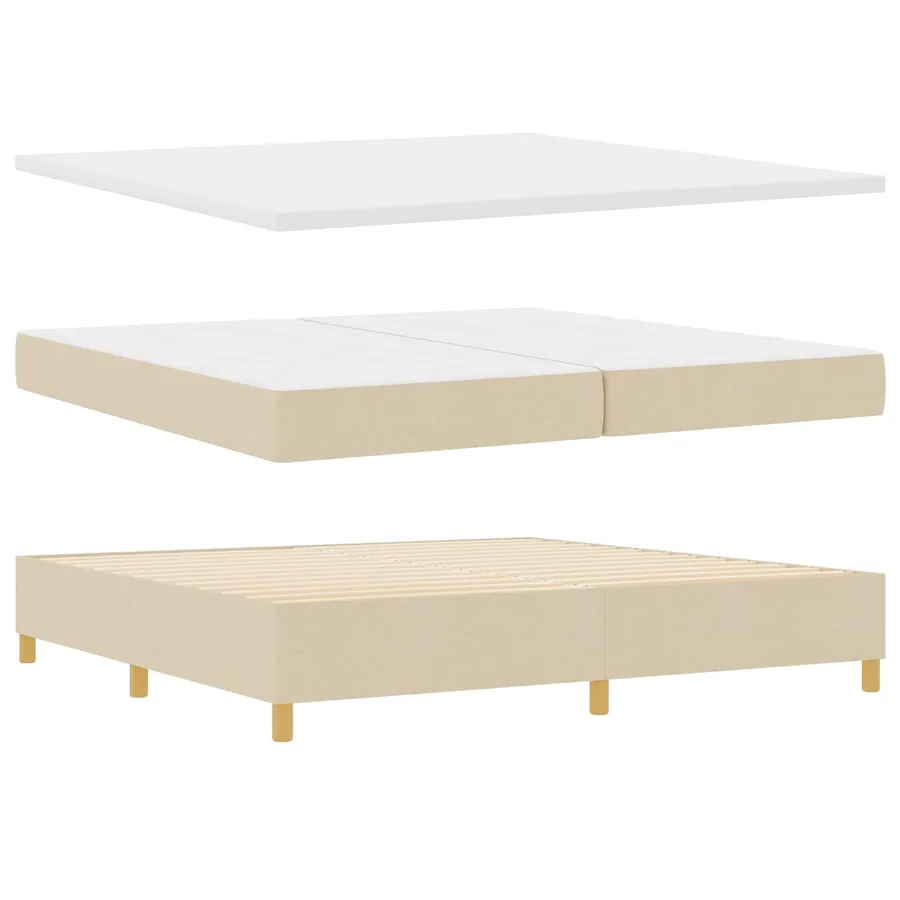 Lit à ressorts avec matelas Crème 200 x 200 cm tissu - 4