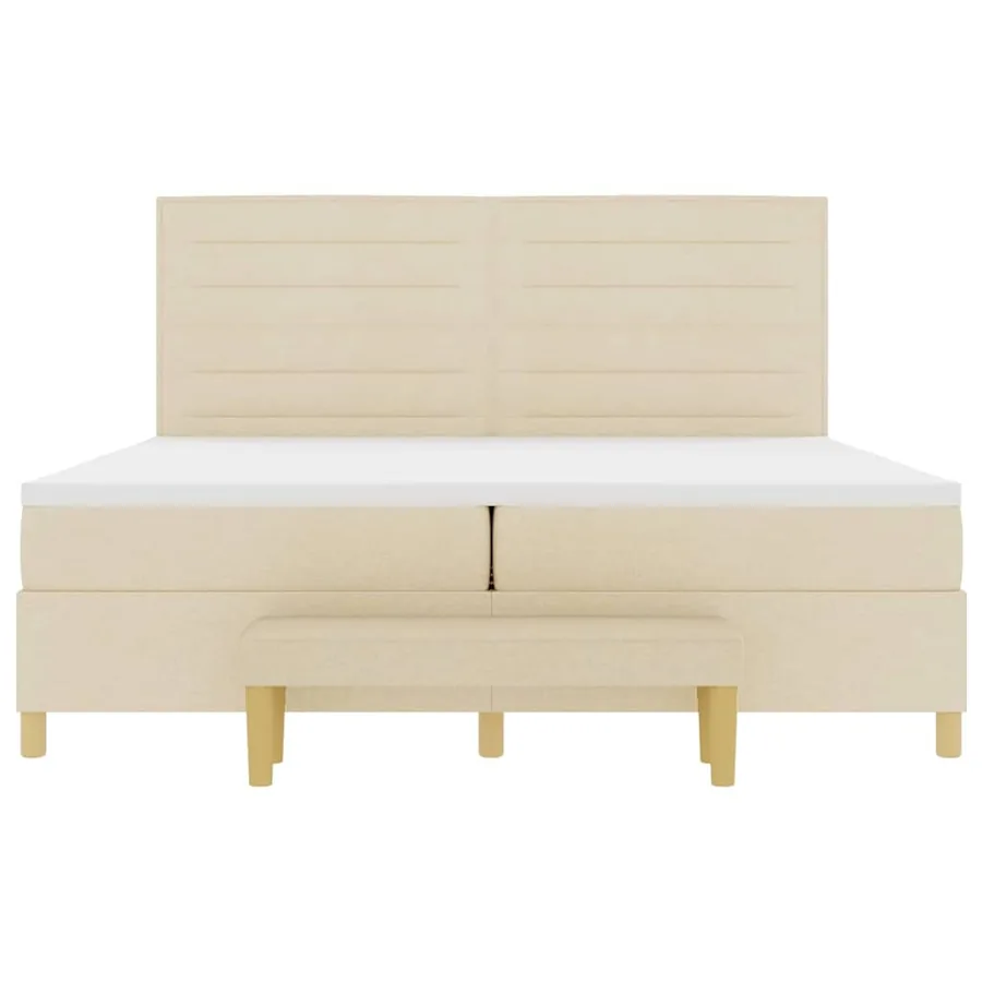 Lit à ressorts avec matelas Crème 200 x 200 cm tissu - 7