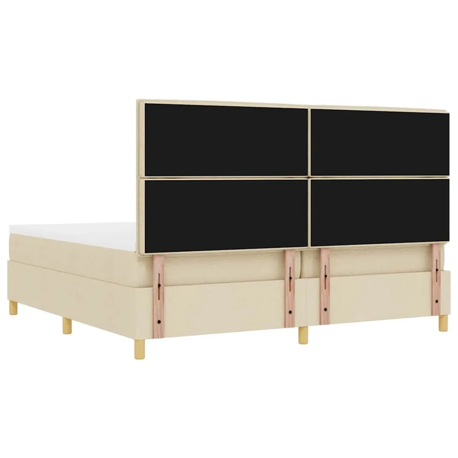 Lit à ressorts avec matelas Crème 200 x 200 cm tissu - 9