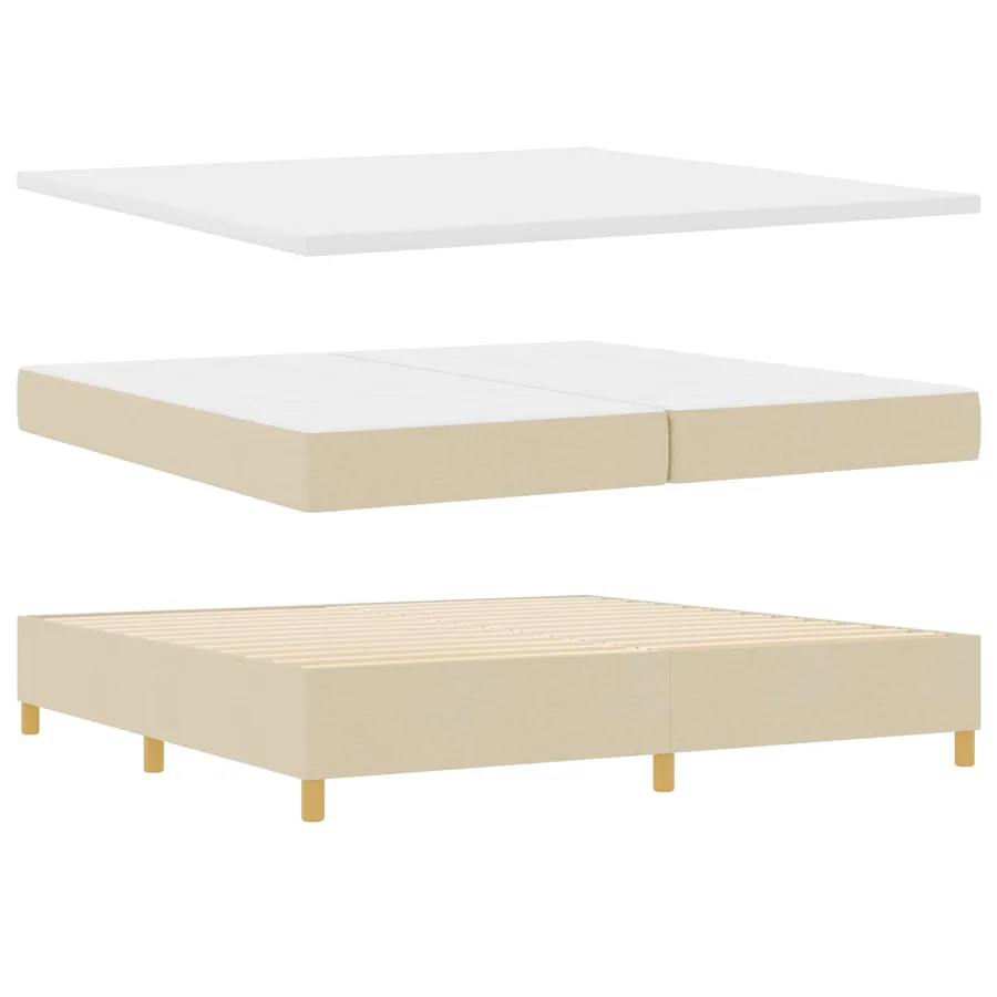 Lit à ressorts avec matelas Crème 200 x 200 cm tissu - 5
