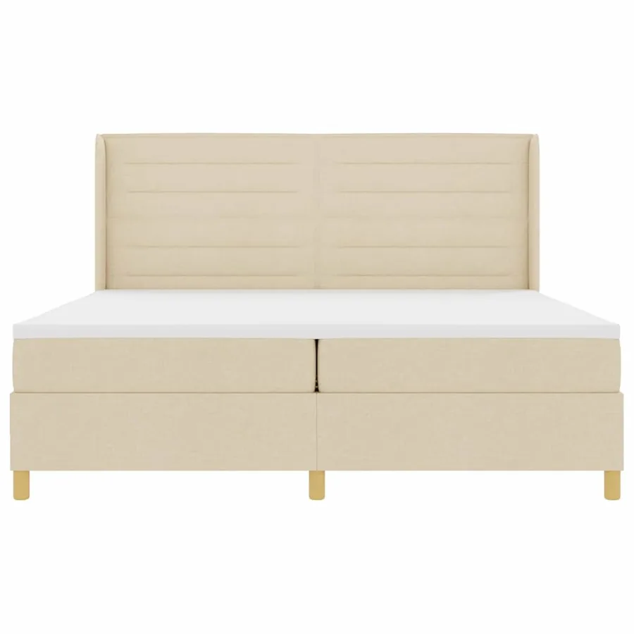 Lit à ressorts avec matelas Crème 200 x 200 cm tissu - 7