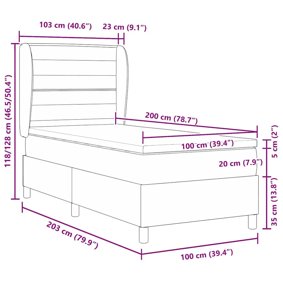 Lit à ressorts avec matelas Crème 200 x 100 cm tissu - 11