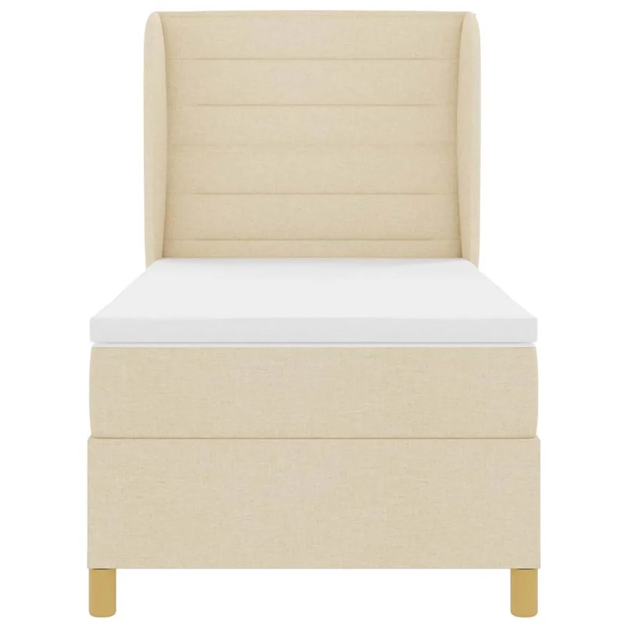 Lit à ressorts avec matelas Crème 200 x 100 cm tissu - 6