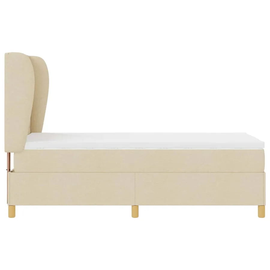 Lit à ressorts avec matelas Crème 200 x 100 cm tissu - 7